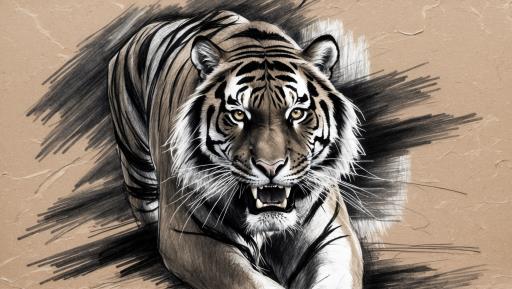 drawing tiger 갈색 배경 dup1