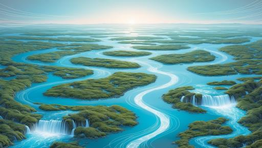 painting 강 waterfall 가운데 image