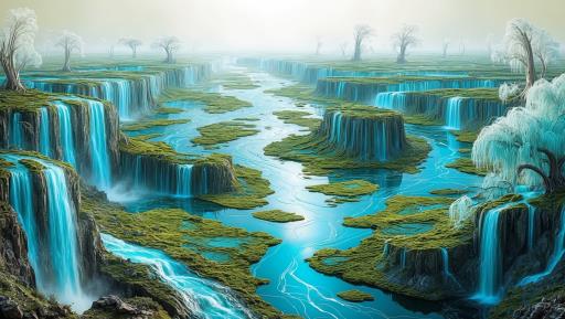 painting waterfall 가운데 강 image