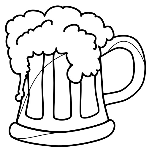 거품이 이는 거품을 가진 맥주 Mug의 검정과 백색 그림