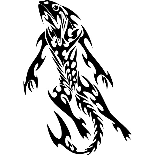 Tribal Design와 Lizard의 검은 색과 흰색 그림