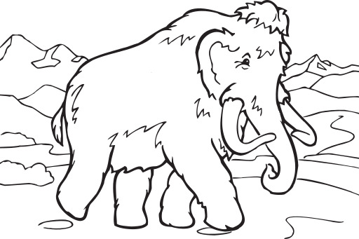 사막의 Mammoth Walking의 검은 색과 흰색 그림