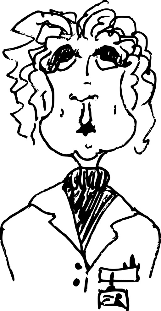 옷 을 입은 남성의 흑백 그림