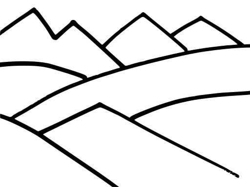 스노우 보드와 산의 검은 색과 흰색 그림