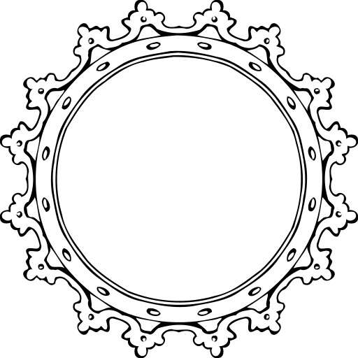 black and white circular frame with hearts