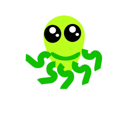 A Cartoon Alien with a Green Scarf on