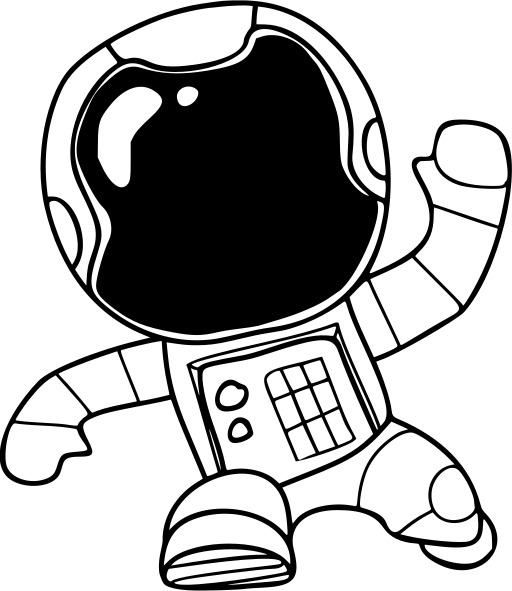 a 만화 astronaut waving 그의 손 동안 Wearing the spacesuit