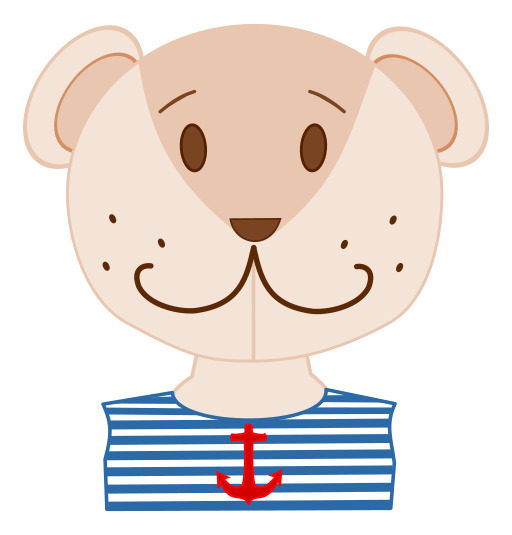 Sailor의 셔츠와 붉은 앵커가있는 만화 곰