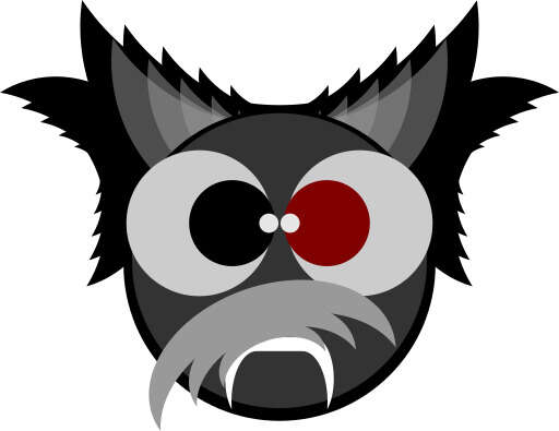 A Cartoon Black Cat with Red Eyes and a Mustache