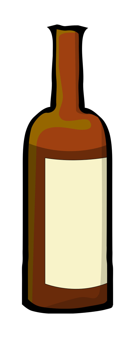 Whiskey의 만화 병은 그것에 공백 상표로