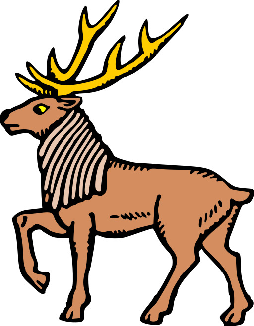 만화 Deer 와 Striped Antler 에 그 머리
