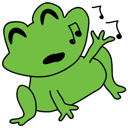 만화 Frog 와 음악 노트 에 그 머리