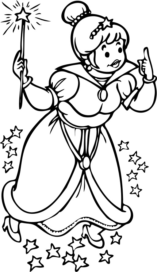 A 만화 소녀 Dressed 에 a 공주 Dress Holding a Wand
