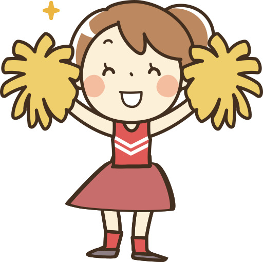 A 만화 소녀 Holding 올라 Two Pom Poms 동안 Wearing a 치어리더 Outfit