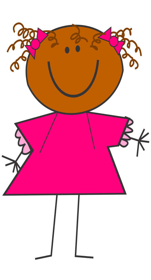 A Cartoon Girl in a Pink Dress with a Pink Bow