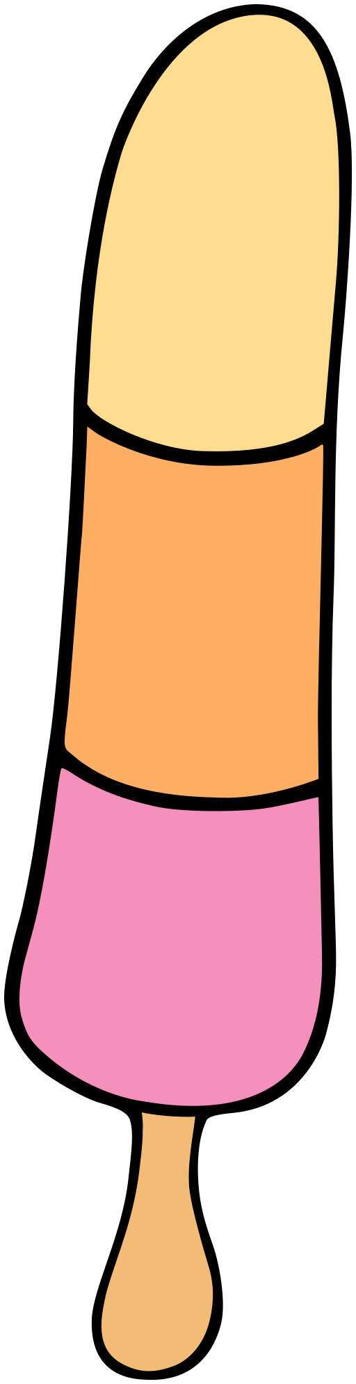A Cartoon Ice Cream Cone with a Pink and Yellow Stripe