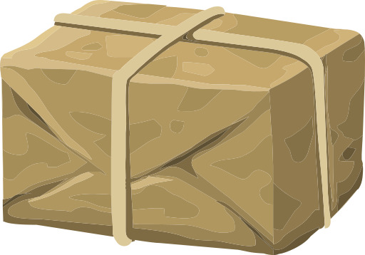 Brown Paper에 포장 된 패키지의 만화 이미지