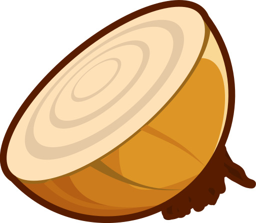 흰색 배경에 Sliced Onion의 만화 이미지