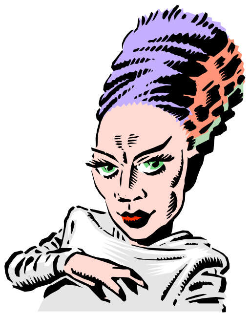 A Drawing Of A Woman With Purple Hair