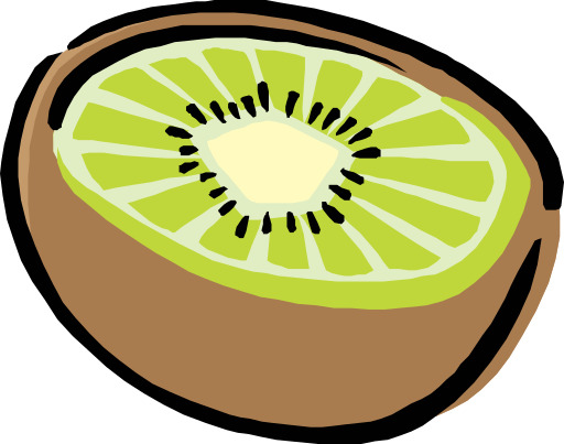 만화 Kiwi Fruit Cut 에 Half 와 the Green Center