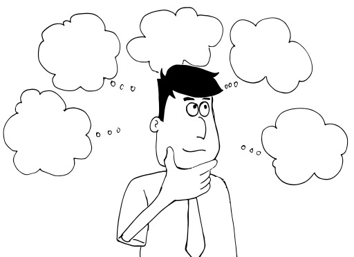 만화 사람 Thinking 약 제비 of Thought Bubbles