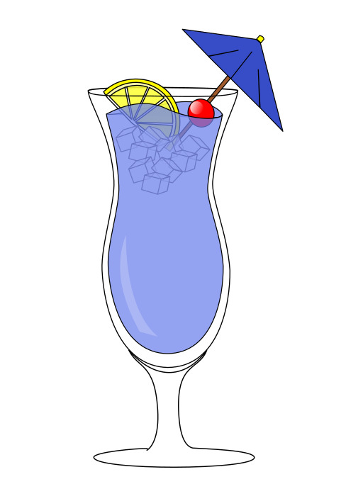 A Cartoon 의 Blue 칵테일 와 a Cherry Garnish 과 a Blue 우산