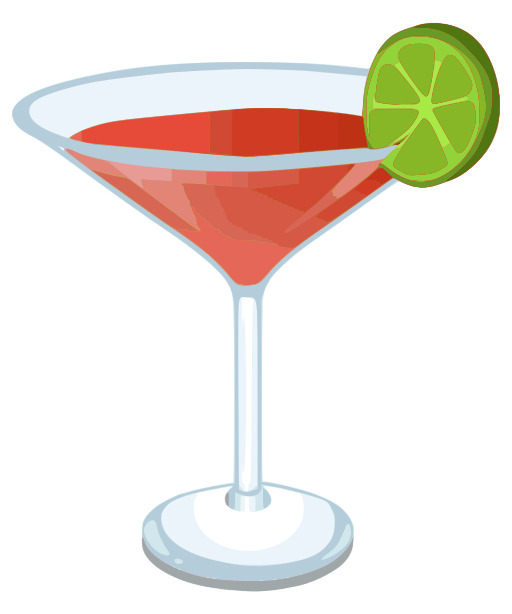a 만화 의 a 칵테일 유리 와 a lime slice 에 the rim