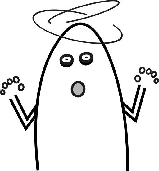 그의 머리에 Halo와 Ghost의 만화