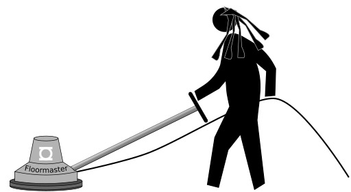 방공 을 사용 하여 화재 수분 을 청소 하는 사람