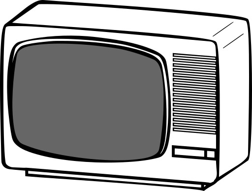검은 색과 흰색 이미지로 TV 세트의 만화