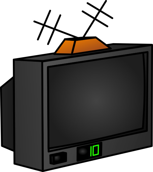 TV 안테나를 가진 TV 만화의 탑의