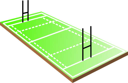 A Cartoon of a Tennis Court with a Goal and a Line of Poles