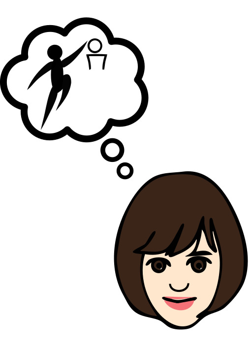A 만화 의 여성 와 a Thought Bubble 위에 그녀의 머리