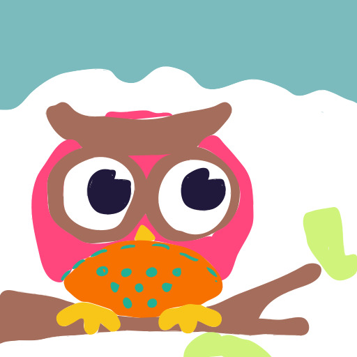 A Cartoon Owl 앉아 에 the Branch 에 the Cookie