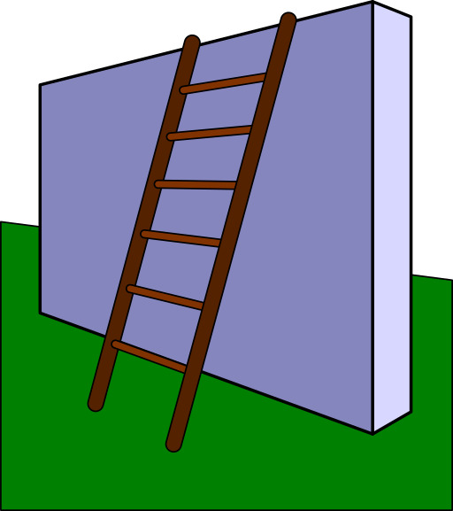 벽에 대한 Ladder Leaning의 만화 그림