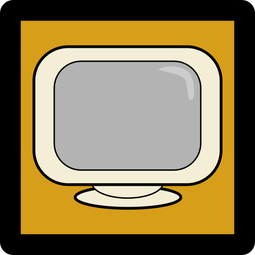 노란색 스크린 TV의 만화 그림