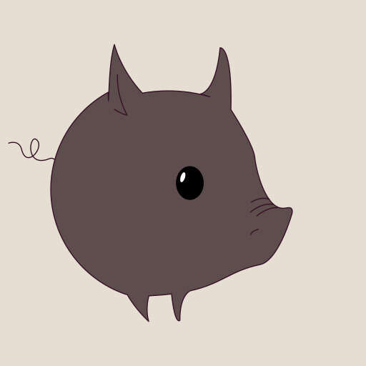 A Cartoon Pig with a Tail and a Nose