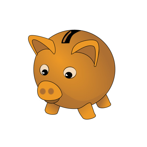 만화 Piggy Bank 와 검정 Stripe 에 그것의 Nose
