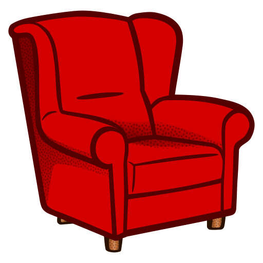 A Cartoon Red Chair with a Pillow on It