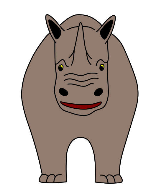 A Cartoon Rhino with a Red Nose and a Big Nose