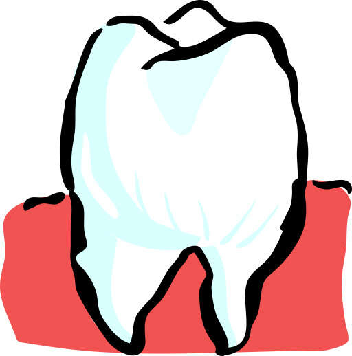 A Cartoon Tooth with a Missing Tooth on a Red Surface