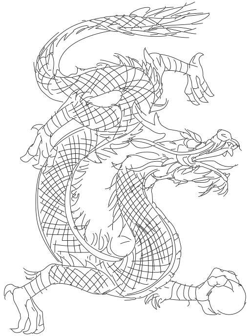 A Chinese Dragon In Black And White