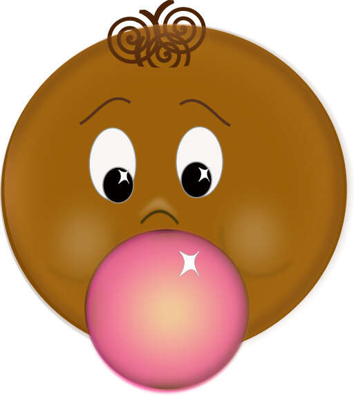A Close Up of a Cartoon Face with a Bubble in Its Mouth