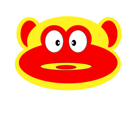 A Close Up of a Cartoon Monkey Face with a Yellow Nose (2)