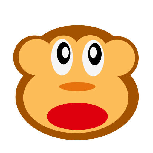 Cartoon monkey with a surprised look on its face