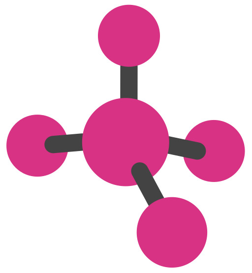 4개의 점에 분홍색과 까만 Molecule의 가까이에
