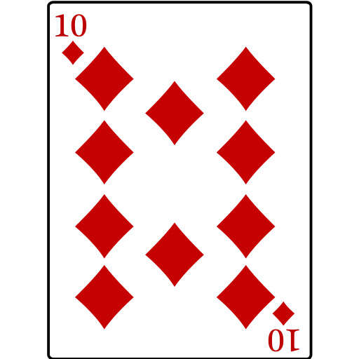 A Close Up of a Playing Card with a 10 of Diamonds on It