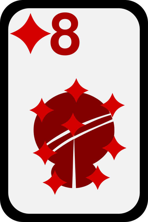 A Close Up of a Playing Card with a Eight of Hearts on It