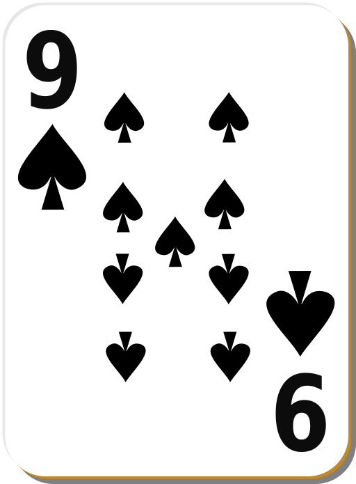 스파드의 나인을 가진 재생 카드의 가까이