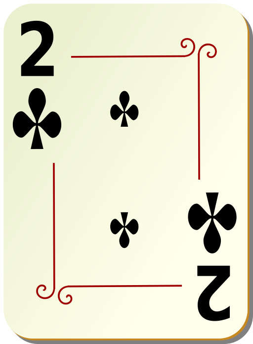 A Close Up of a Playing Card with Two of Clubs